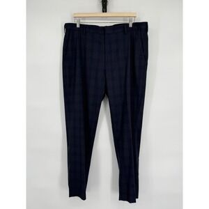 Murano Zac Fit Mens Navy Blue Dress Pants Plaid Ultimate Modern Comfort Sz 38x30